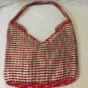 🔮Red handwoven soda can handbag